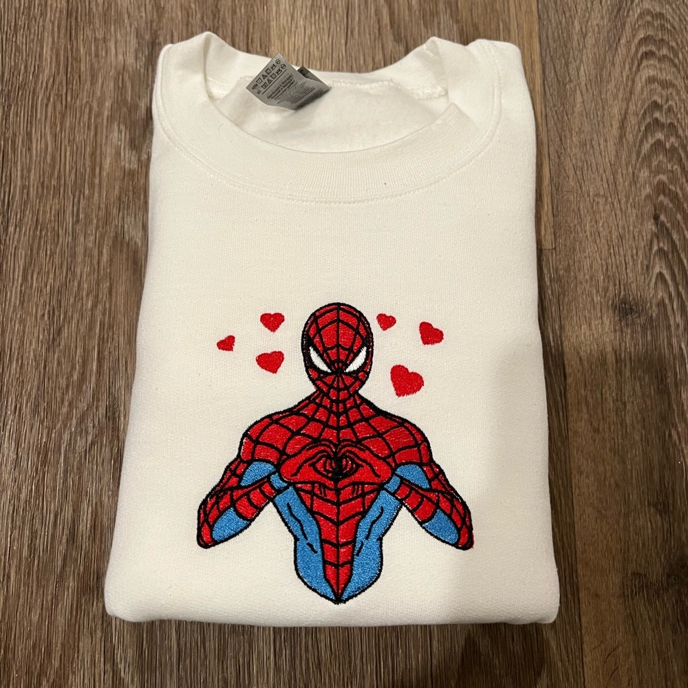 Spider-Man Hearts Valentine’s Day white sweatshirt